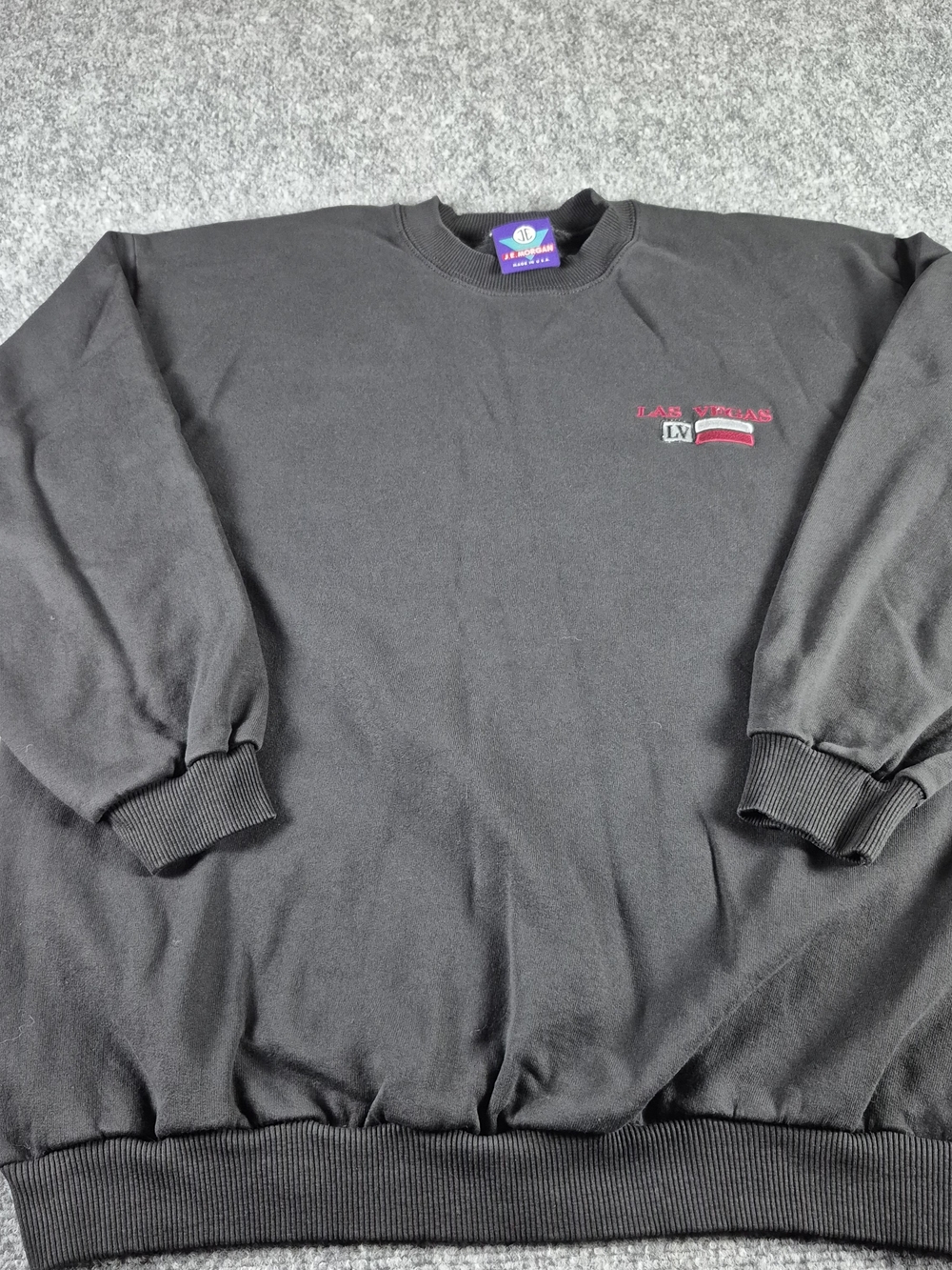 Vintage J.E. Morgan Fleecewear Sweatshirt Mens Large Black Las Vegas  USA Made